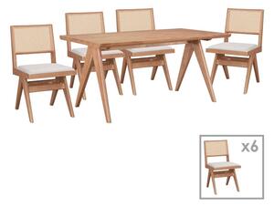 Комплект от 7 части маса и столове Winslow в цвят светъл орех 160x85x75 cm