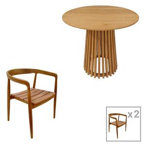 Трапезен комплект от 3 части, Nooby-Kenda, Pako World, естествен цвят, 80x80x75 см