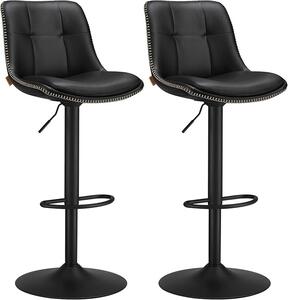 Комплект от 2 бар стола с регулируема височина Songmics Черен 38x44.5x115 см