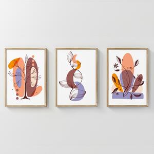 Комплект от 3 картини с рамка, Viora, многоцветен, 33x1.5x48 см
