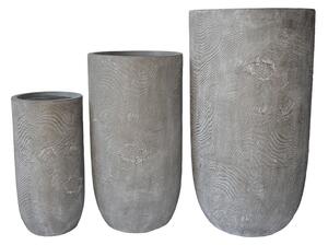 Комплект от 3 декоративни саксии, Retaila, сив, 43.5x43.5x78.5 см