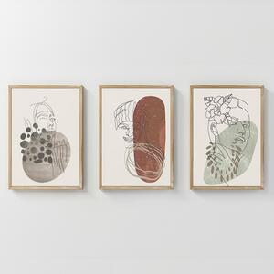 Комплект от 3 картини с рамка, Aelra, многоцветен, 33x1.5x48 см