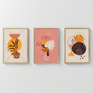 Комплект от 3 картини с рамка, Solith, многоцветен, 33x1.5x48 см