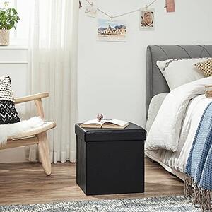 Табуретка с място за съхранение, Songmics, черна, 38x38x38 см