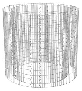 Саксия с повдигнато дъно, кръгла габионна, Songmics, сребриста, 90x70x80 см