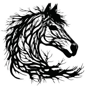 Метална декорация за стена, Horsy, черна, 0,2 x 60 x 60 см