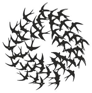 Метална декорация за стена, Swarm, черна, 0,2 x 50 x 50 см