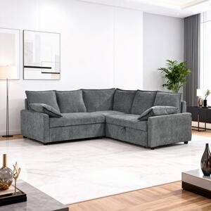 Разтегателен ъглов диван, Lounivo, антрацит, 215x215x84 см