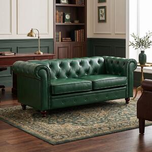 Двуместен диван в стил „Честърфийлд“, Chesterfield, Pako, тъмнозелен, 160x67x84 см