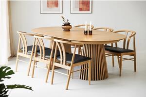 Set 7 piese Masa dining si scaune Osaka, Nuc deschis, 120x120x77 cm