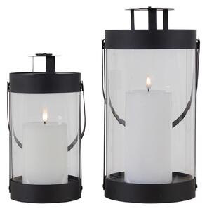 Set 2 piese Lanterne Bondi, Negru, 15x15x32 cm