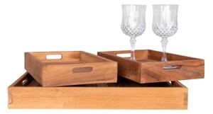 Set 3 piese Tavi decorative Faro, Teak, 39x29x5 cm