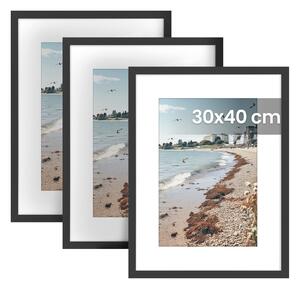 Комплект от 3 броя рамки за снимки Kavi, черни, 32x1,5x42 см