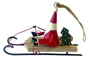 Висяща коледна украса Santa on Wooden Sledge - G-Bork