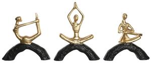 Декоративна фигурка DKD Home Decor 28 x 7 x 35 cm 28 x 8 x 36 cm Черен Златен Yoga (3 броя)