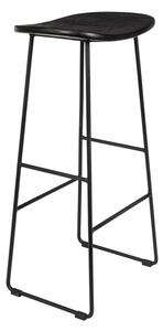 Черен бар стол от масивно тиково дърво (височина на седалката 76 cm) Tangle – White Label