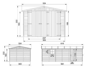 Дървен гараж – 591 х 303 см – 18 м2