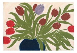 Постер 70x50 cm Tulips in a Blue Vase – Anine Cecilie Iversen – The Poster Club