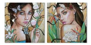 Картина DKD Home Decor Дама Тропически (80 x 3 x 80 cm) (2 броя)