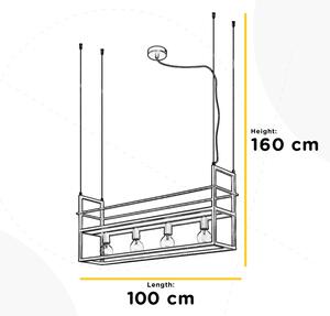 ONLI - Пендел с рафт JEFFER 4xE27/22W/230V черен