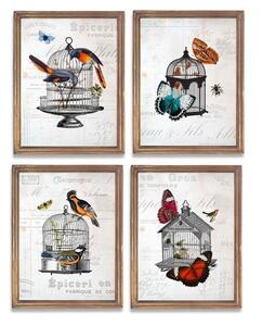 Картина DKD Home Decor Дървен Пластно Клетка (4 pcs) (34 x 2 x 44 cm)