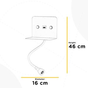 ONLI - LED Гъвкав малка лампа с рафт и USB зареждане PLAK LED/1W/230V бял