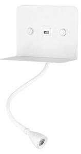 ONLI - LED Гъвкав малка лампа с рафт и USB зареждане PLAK LED/1W/230V бял