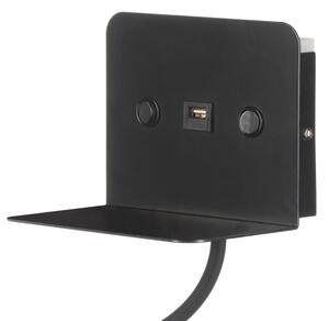 ONLI - LED Гъвкав малка лампа с рафт и USB зареждане PLAK LED/1W/230V черен