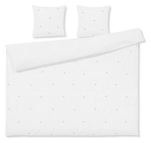 Бяло двойно удължено спално бельо от памук перкал 200x220 cm Daisy – JUNA