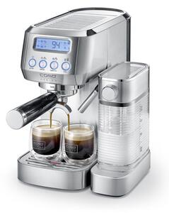 Еспресо машина Caso Gourmet Latte, 1350W, 20 bar, 1.3 л, ULKA, 6 програми, Предварително запарване, Портафилтър, ESE, Инокс