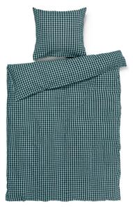 Зелено-синьо единично удължено крепово спално бельо 140x220 cm Bæk&Bølge – JUNA