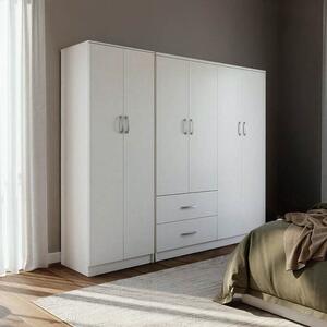 Гардероб с 6 врати, Athos I V9, бял, 200.5x42x180 см