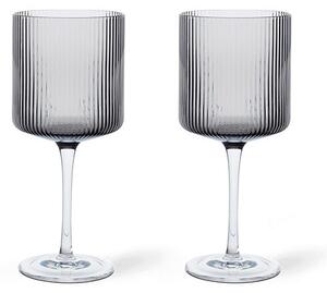 Ferm Living - Ripple Червено Wine Glasses Set of 2 Smoked Сив Ferm Living