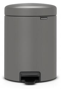 Кош за боклук с педал Brabantia NewIcon 1001097, 5 л, Плавно затваряне, Противоплъзгаща основа, Минерално покритие, Сив