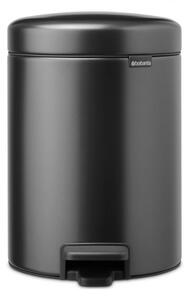 Кош за боклук с педал Brabantia NewIcon 1008838, 5 л, Плавно затваряне, Противоплъзгаща основа, Тъмносив