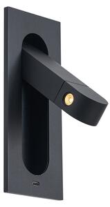Модерна стенна лампа черна, включваща LED и USB-C порт - Hilton