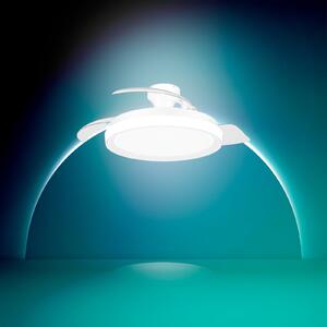 Philips LED тавански вентилатор Bliss, бял гланц, DC, безшумен, Затъмняване, Бял, Дневна/трапезария, Метал, Модерен