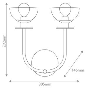 Alora Mood ALM-SYLVIA-2WB-BG-CL - Настенно осветително тяло SYLVIA 2xE14/40W/230V златисто