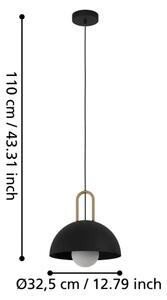 Eglo 56459 - Полилей на кабел CALMANERA 1xE27/40W/230V черен