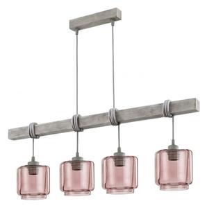 BRILAGI - Полилей на кабел WOOD GLASS 4xE27/60W/230V бор/сив/опушено бежово
