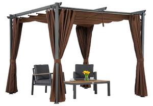 Кафява пергола La Palma 3x3m с пердета Garden Point