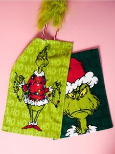 Sinsay - Комплект детски памучни кърпи за ръце с коледен мотив 2 pack Grinch - зeлeн