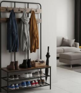 Свободностояща закачалка за дрехи с куки и рафтове - 100 x 40 x 186 cm