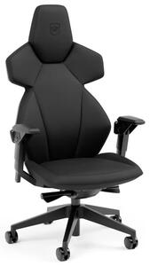 Геймърски стол noblechairs DAWN - Black Edition, до 110kg, изкуствена кожа, газов амортисьор, коригиране височина, лумбална опора, пластмасова база, черен