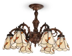 Brilagi - Витражен плафонен полилей в стил Тифани FOLIA 6xE27/60W/230V, диаметър 60 см