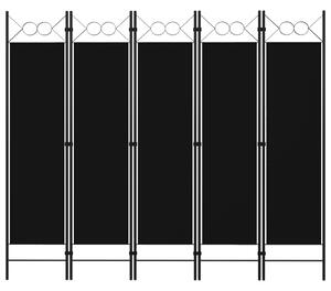 Sonata Параван за стая, 5 панела, черен, 200x180 см
