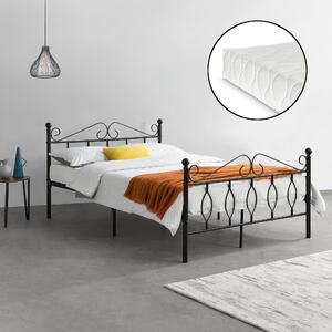 Metal Bed Apolda 140x200 cm with Cold Foam Mattress Black