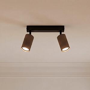 TK Lighting Таванна лампа Tune, 2-пламъчна, кафява, метал, дължина 44 cm, Затъмняване, Кафяв / ръждив, Дневна/трапезария, Алуминий