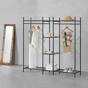 Coat Rack with 4 Shelves 2 Rods 150x150x40cm Black