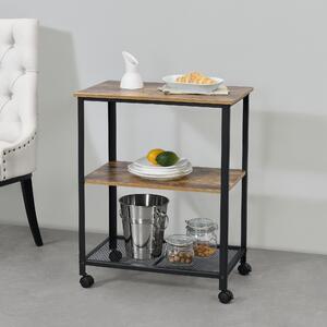 Serving Trolley Freiburg Trolley with Shelf Black/Wooden